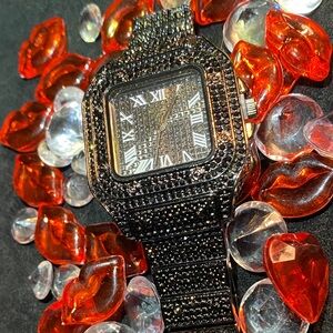 Black Diamond Studded Watch lab unisex